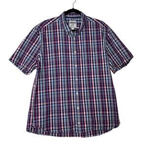 JOS A BANK 1905 Plaid Button Down Shirt Mens XL Red Blue Tailored Fit Cotton